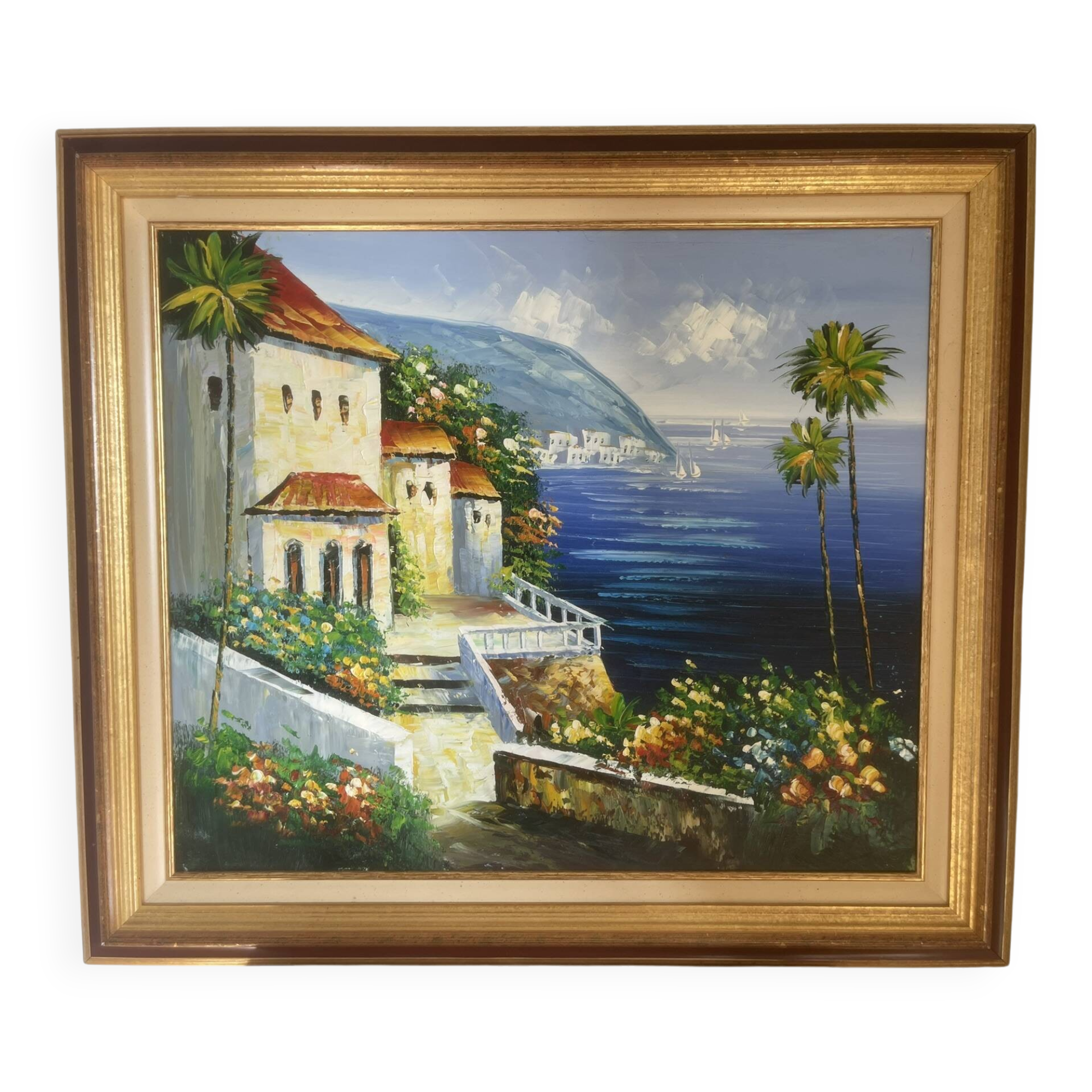 Old Oil Painting Frame Gold Provence Mediterranean Italy
