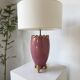 Pink and gold ceramic tripod table lamp