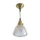 Suspension verre holophane et laiton patiné vintage