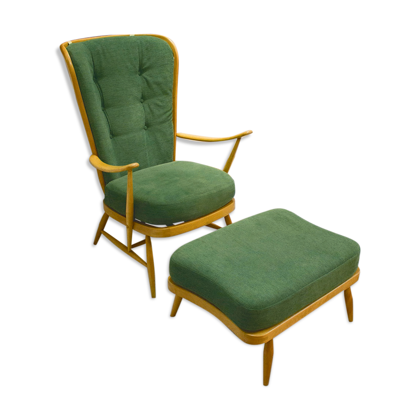 Armchair with ottoman Windsor 478 Lucian Ercolani for Ercol 1950