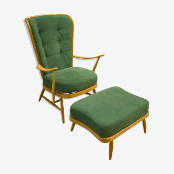 Armchair with ottoman Windsor 478 Lucian Ercolani for Ercol 1950