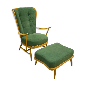 Armchair with ottoman Windsor 478 Lucian Ercolani for Ercol 1950