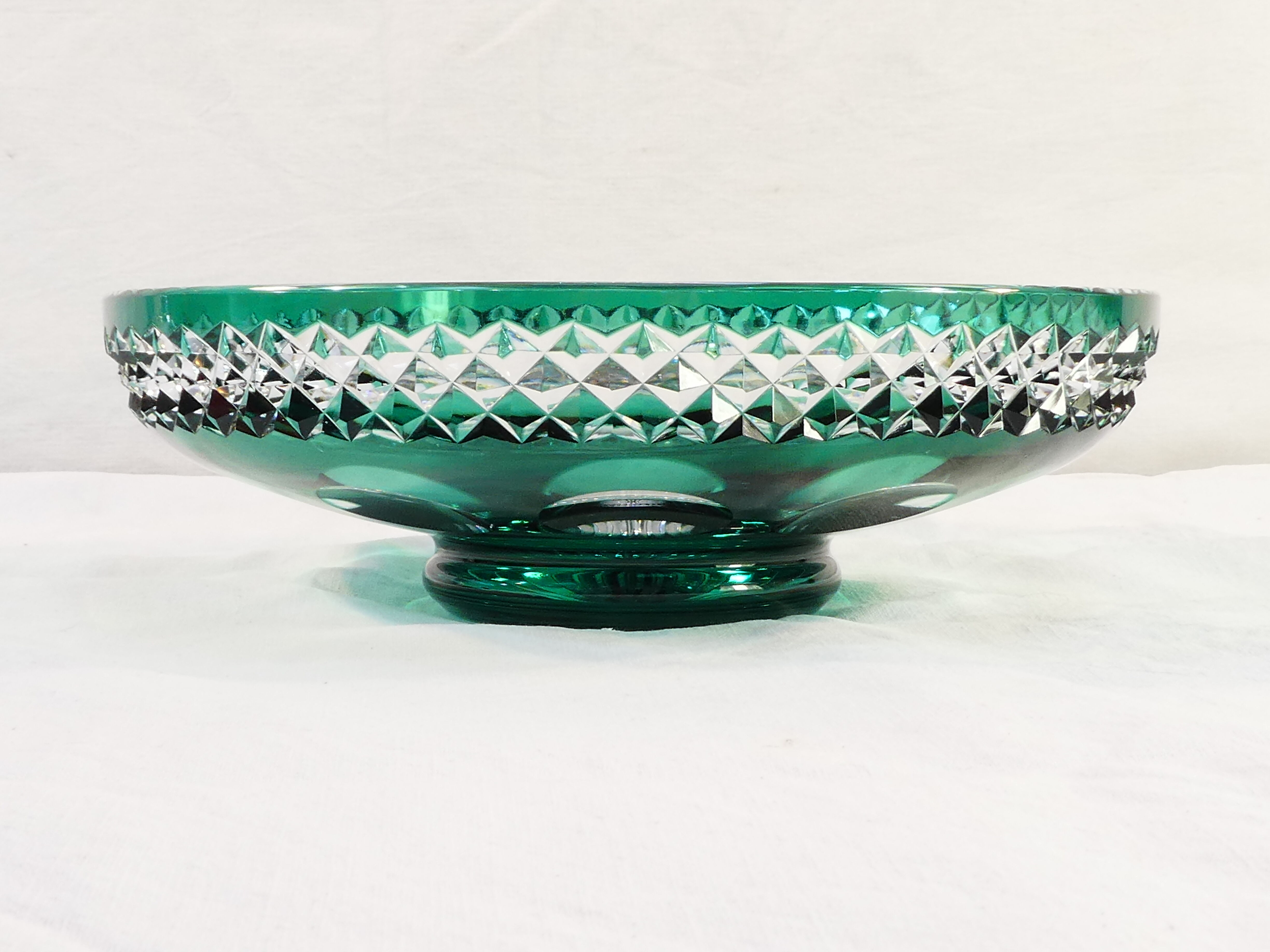 Fruit cup in green cut crystal