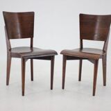 Paire de chaises d'appoint rares J.Halabala des années 1950, fabriquées par UP zavody à Brno.