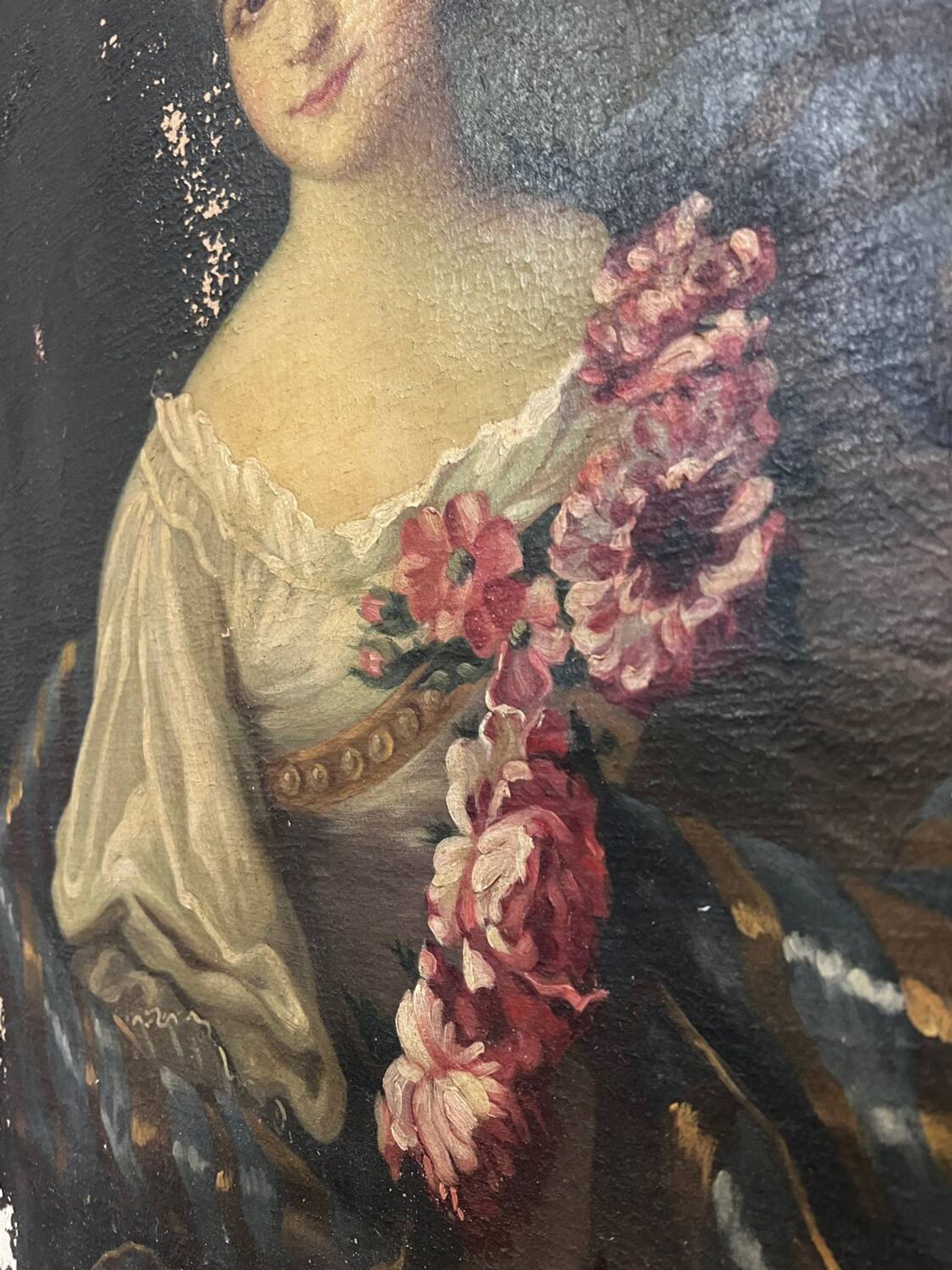 Portrait of a woman with a bouquet, 19th century.