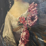 Portrait de femme au bouquet XIXème