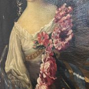 Portrait of a woman with a bouquet, 19th century.