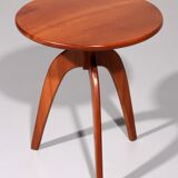 Italian Craftsmanship Round Walnut Side Table from the 60s