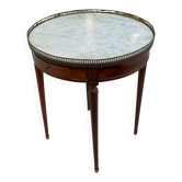 Guéridon / Table bouillotte style Louis XVI marbre, laiton et tirettes