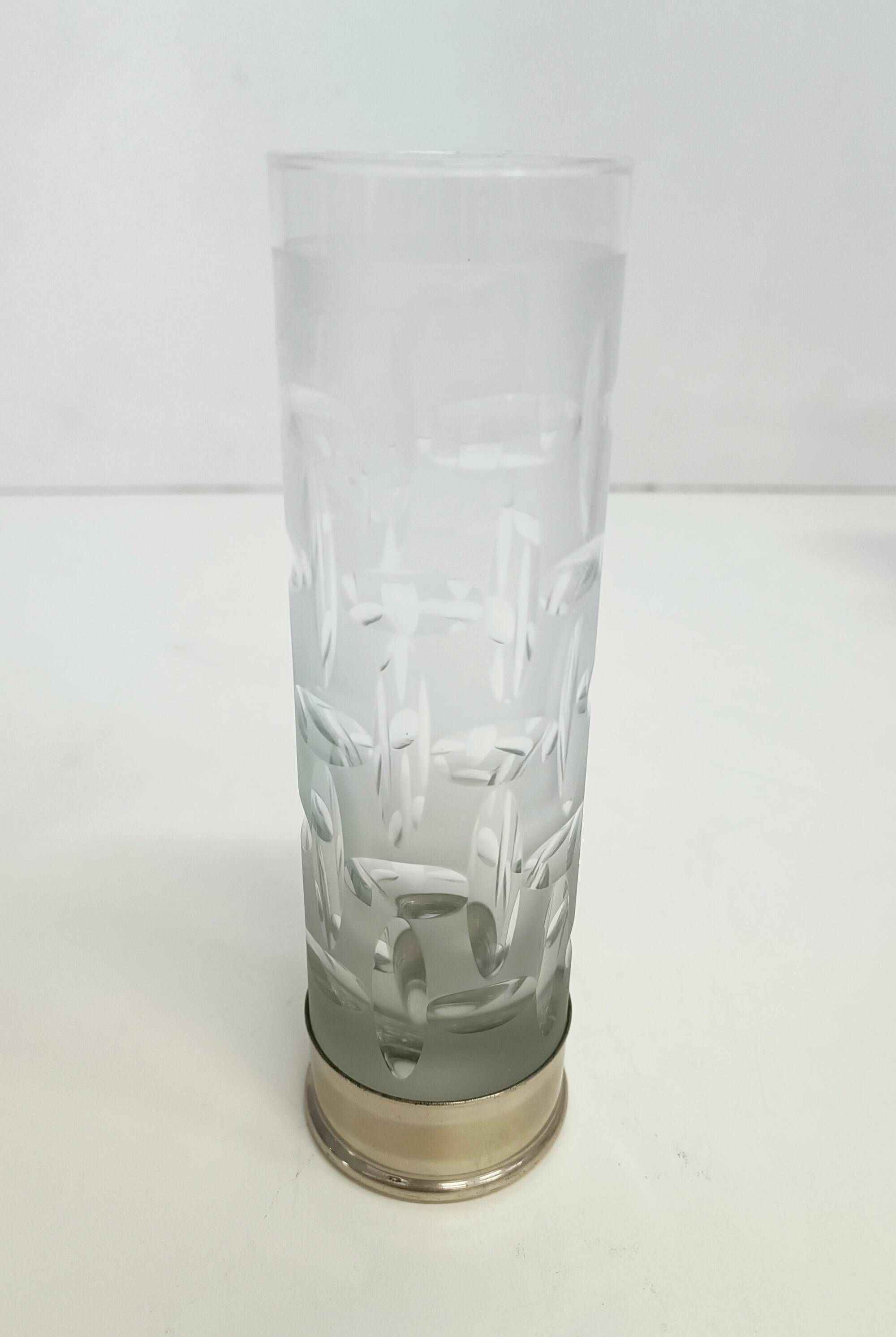 Set of Six Bohemian Ground Crystal and Silver Drinking Glasses