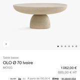 Olo Mogg waxed concrete coffee table by Antonio Facco