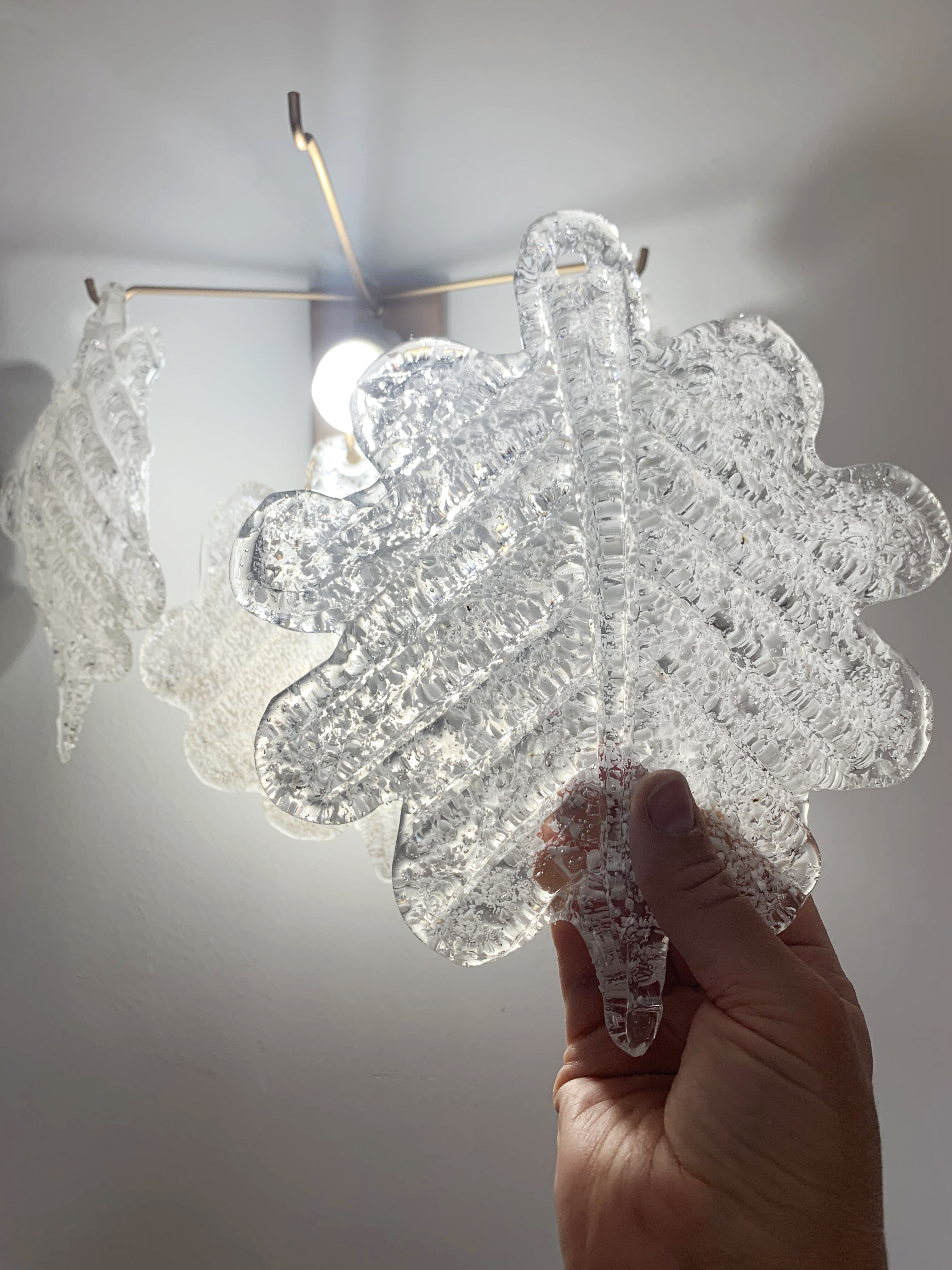 Paire d'appliques en feuilles de verre de Murano