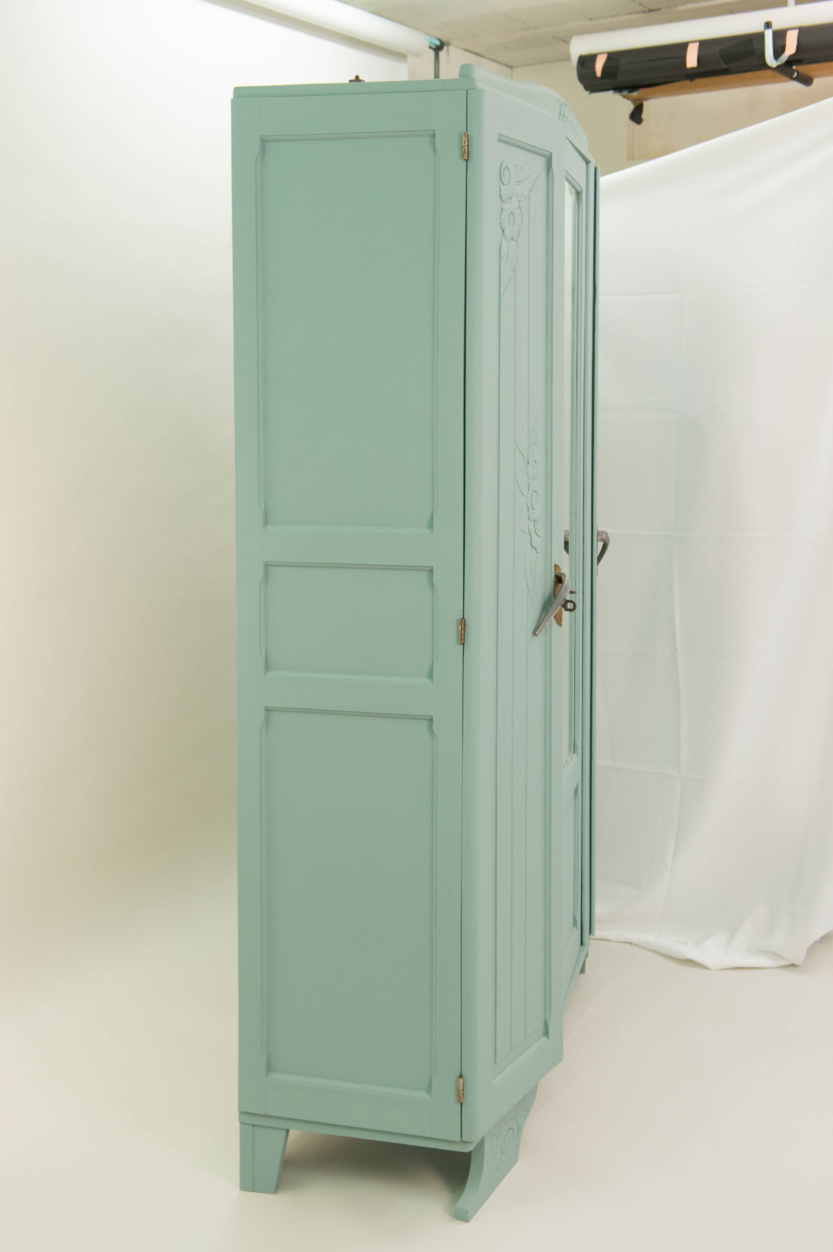 Restored art deco cabinet, mustache feet