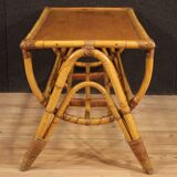 Table basse design en bambou et bois tressé des années 70