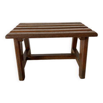 Low stool with wooden slats