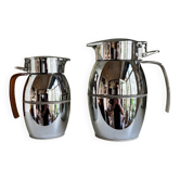 2 Hermès insulated jugs in chrome metal and covered leather.