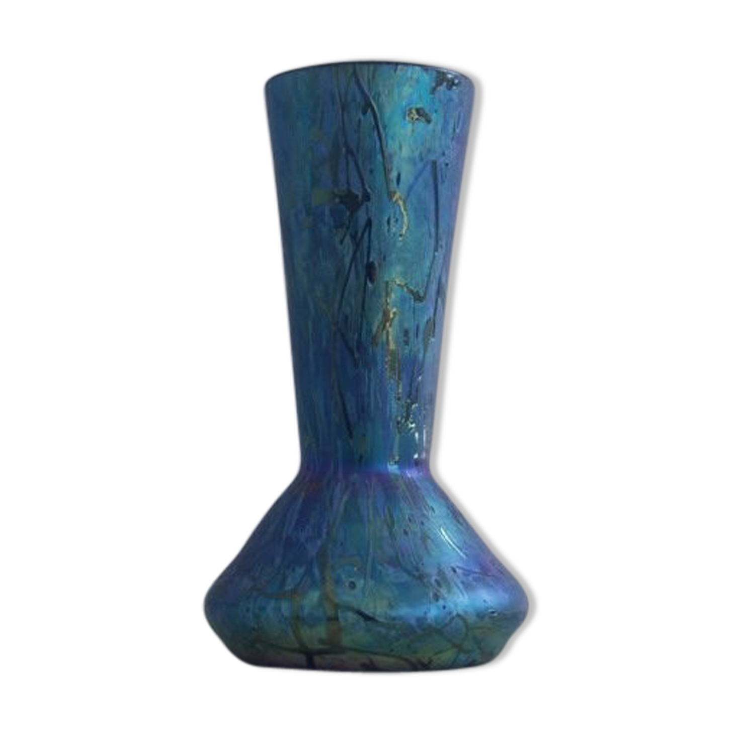 Vase in iridescent Glass Art new of PEACKOCK