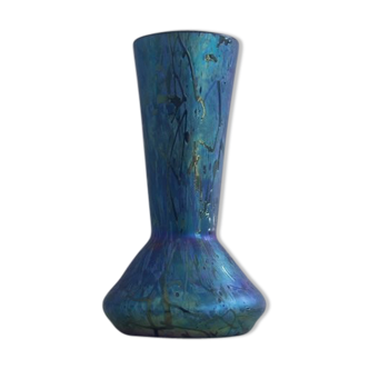 Vase in iridescent Glass Art new of PEACKOCK