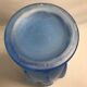 Ancien vase art deco verre moulé bleu années 30 france signé vintage