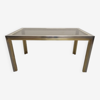 Coffee table in gilded brass and chrome from the 60s/70s