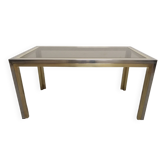 Coffee table in gilded brass and chrome from the 60s/70s