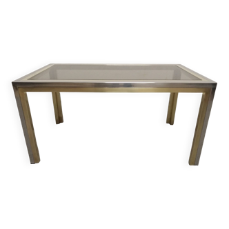 Coffee table in gilded brass and chrome from the 60s/70s