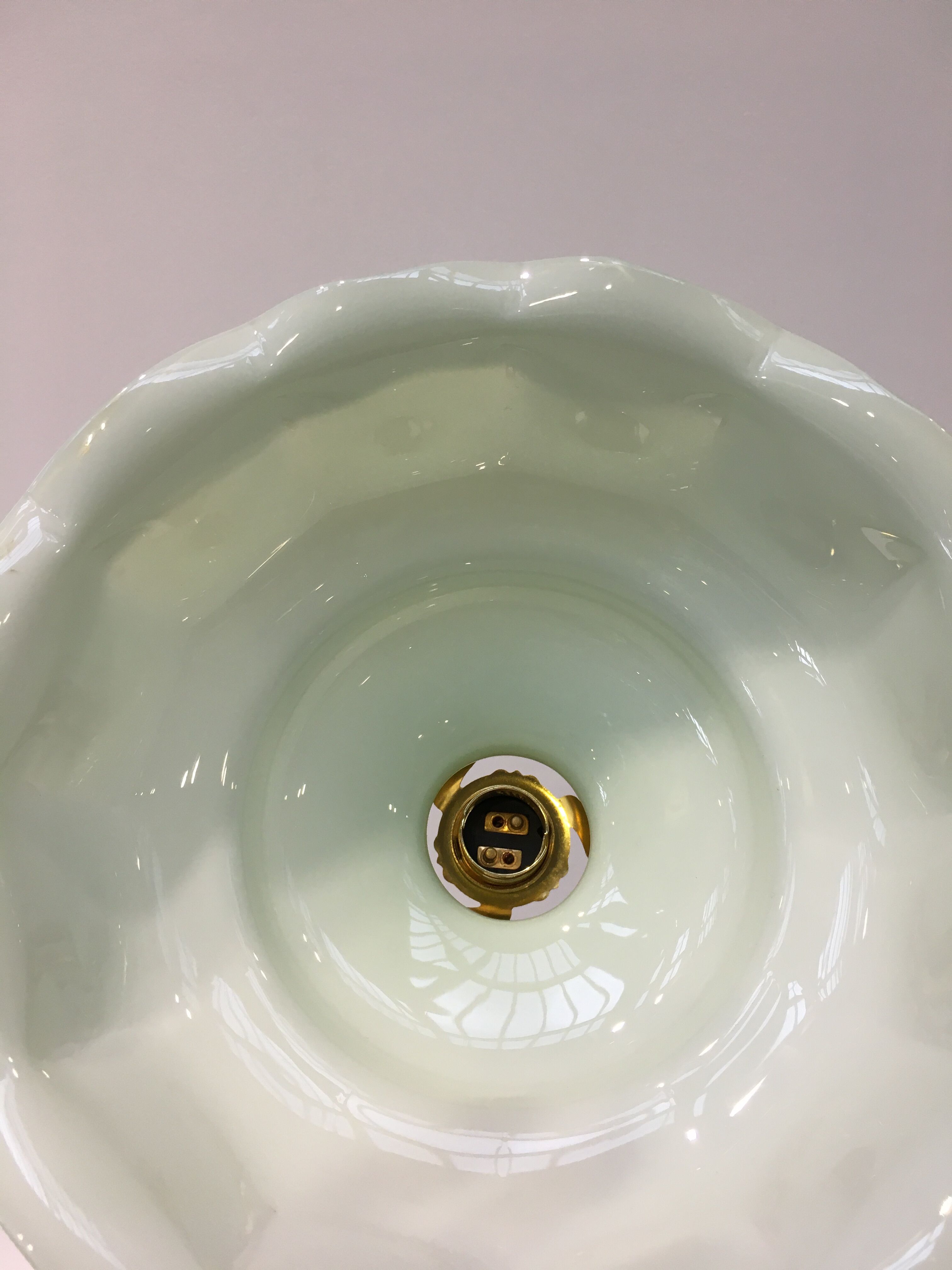 Vintage suspension lamp in green opaline