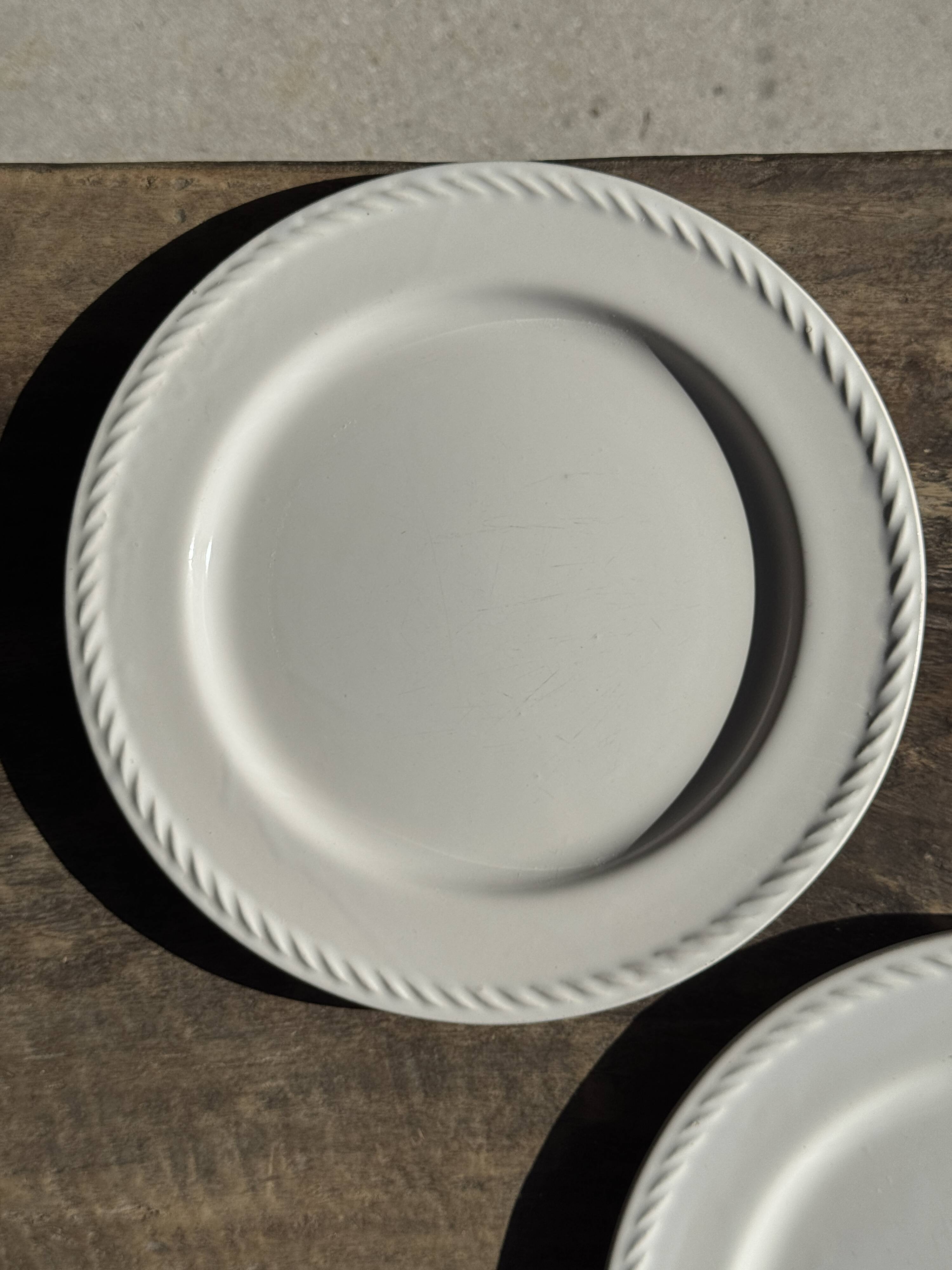 Set of 3 large classic white plates D24.5