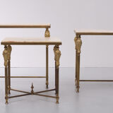 Brass and Marble Nesting Tables 1950s France