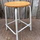 Vintage industrial stackable stool in wood and metal