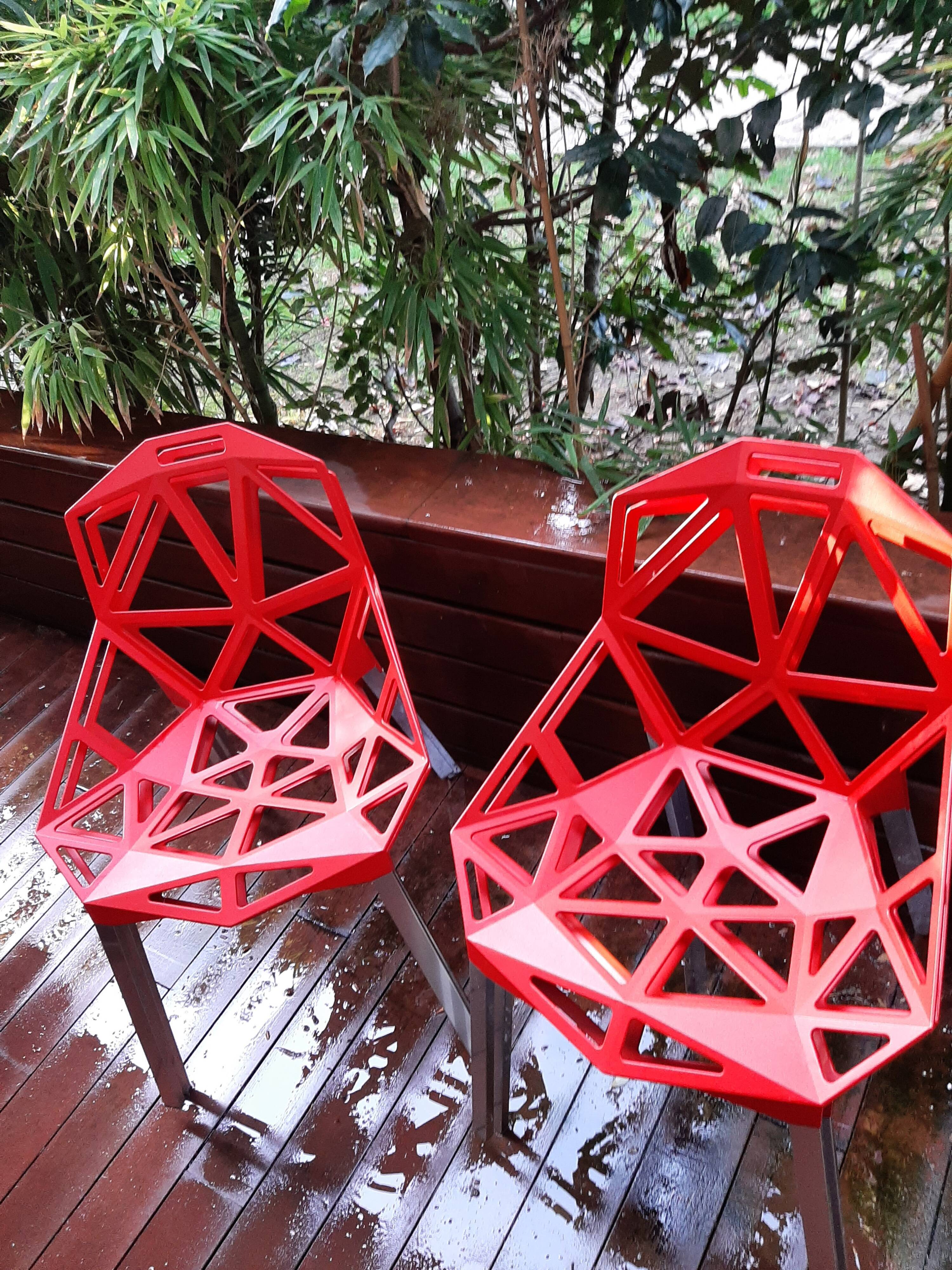 Set of 4 Magis One Konstantin Grcic aluminum chairs