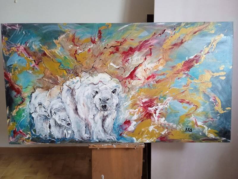 Painting 145cm Acrylic on panel surrealism white bear