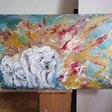 Painting 145cm Acrylic on panel surrealism white bear