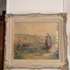 Old Watercolour Painting Shepherdess with Sheep Landscape Henry Charles