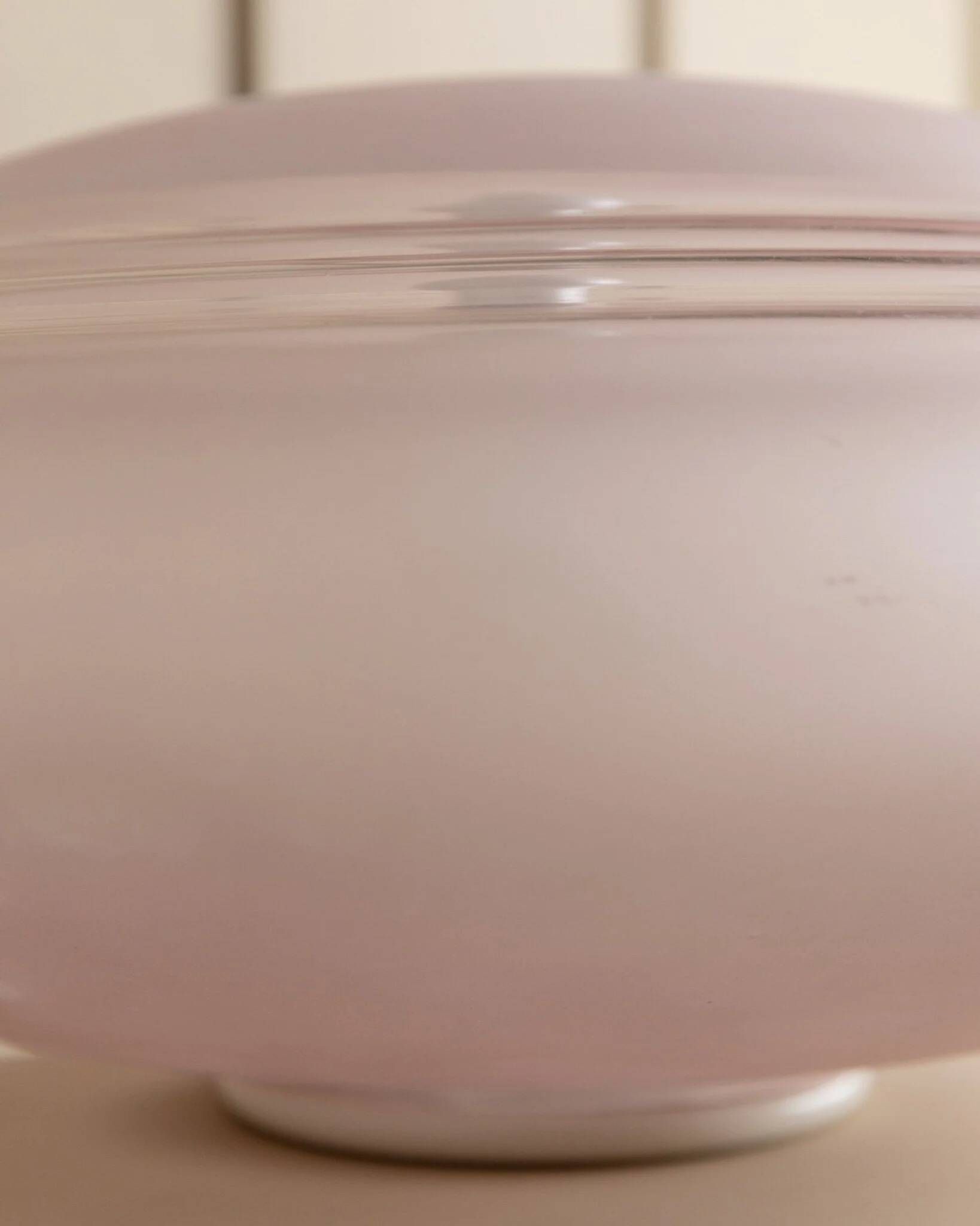 XXL pink Murano glass table lamp with white metal base, postmodern Memphis style, Italian 1980s