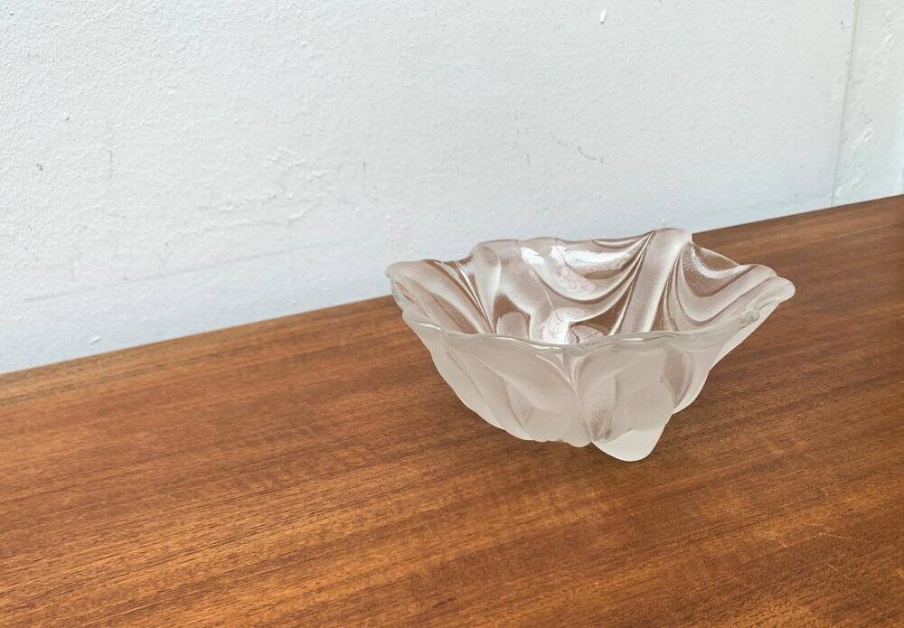 Vintage heavy floral glass bowl from Walther Glas, 1970s.