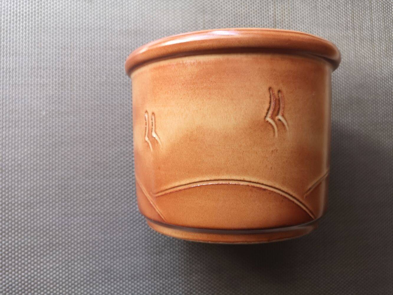 Glazed terracotta pot cover - Naive art - Dated 1953