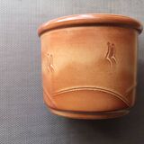 Cache pot en terre cuite émaillée - Art naïf - Daté de 1953
