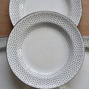 4 assiettes plates vintage faïence de Gien – Motif pois noirs