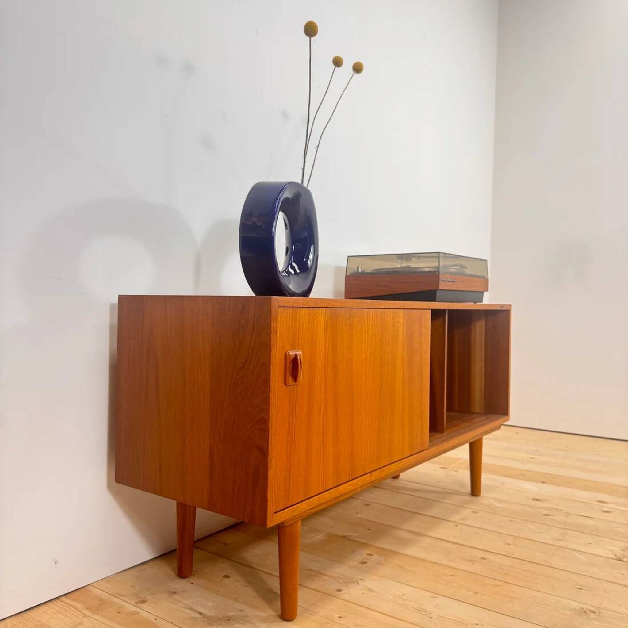 Teak sideboard with internal record holder, Denmark 1960