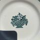 Vintage flat plate in green earthenware Manufacture Saint-Amand 4525 Basket of Flowers