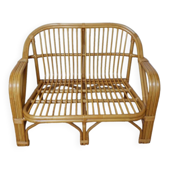 Light wood rattan bench