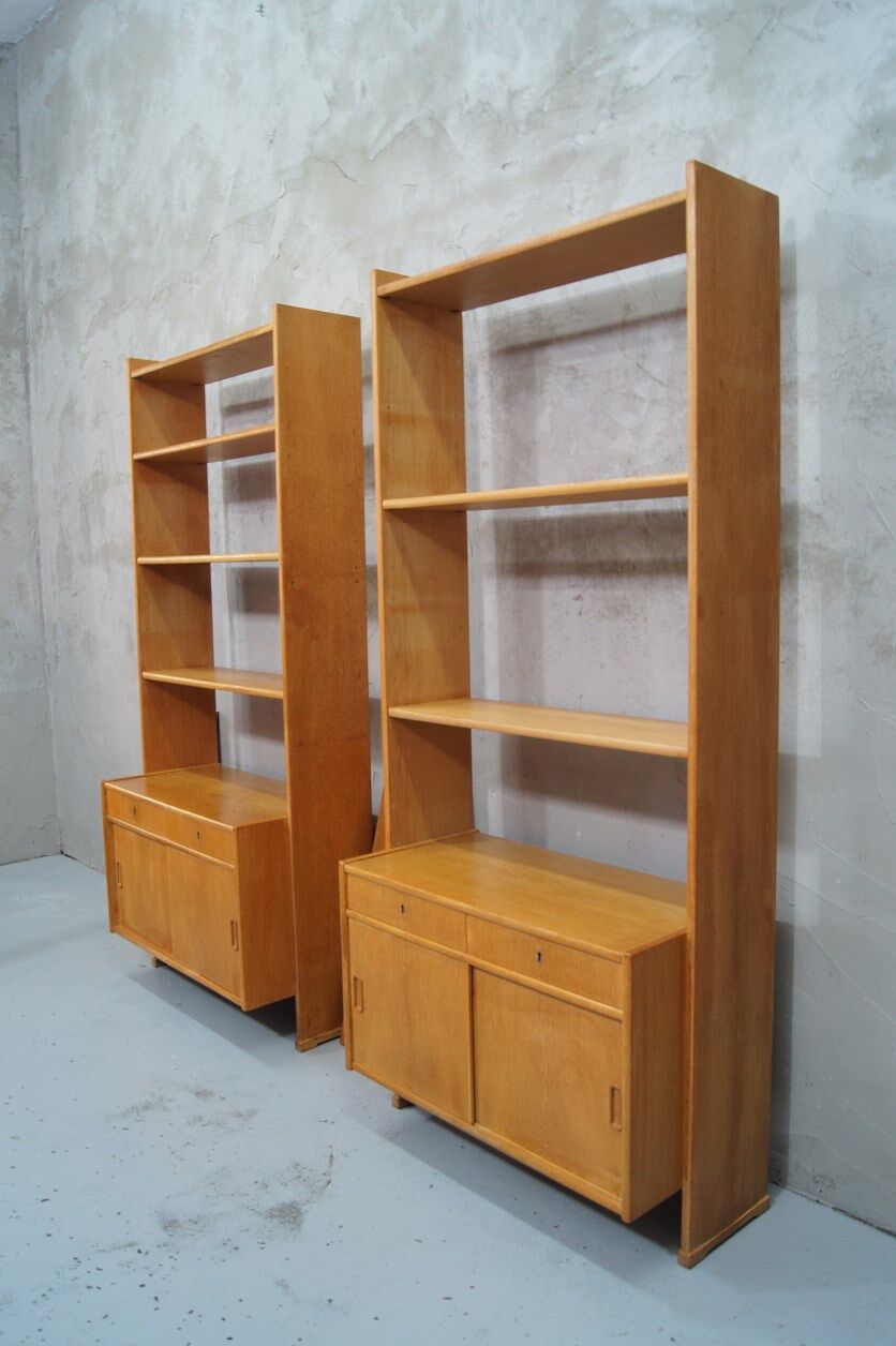Scandinavian oak modular wall unit, 1960s