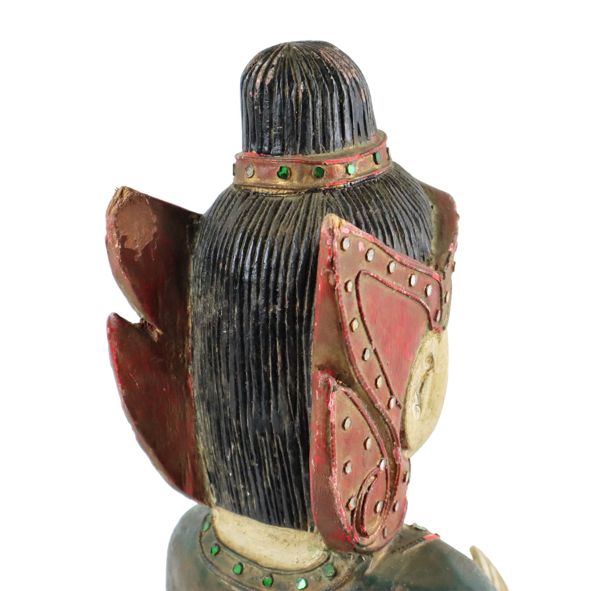 Characterful Vintage Buddha Statue Kneeling Wooden Buddha 44cm
