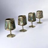 Abalone shell & alpaca shot glasses, set of 4, Mexico, 1970s