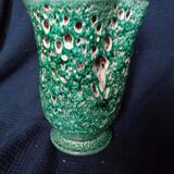 Emerald green lava vase in vintage ceramics