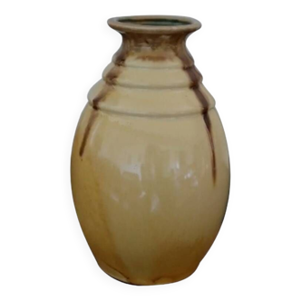 Vase en céramique vernissé jaune