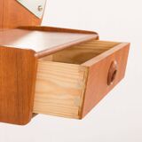 Miroir mural scandinave rare du milieu du siècle avec une console et une lumière, années 1950