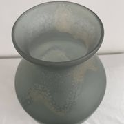 Large glass vase, Trait d'Union, gray-green tones, sandblasted vase decoration, elegant and chic