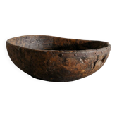 Vintage Antique Swedish Dark Brown Wooden Bowl, 1700s